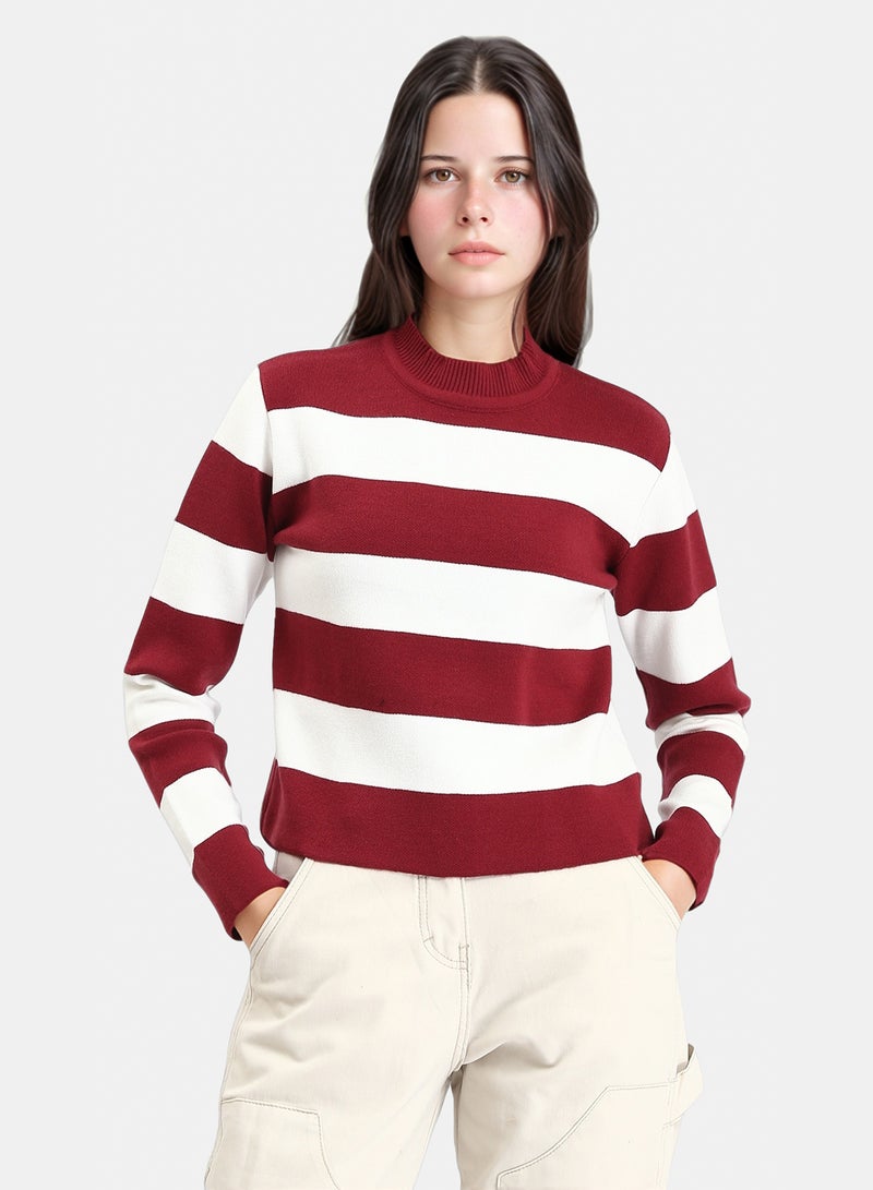 Ravin Women Long Sleeve Striped Knit Pullover - Image 1